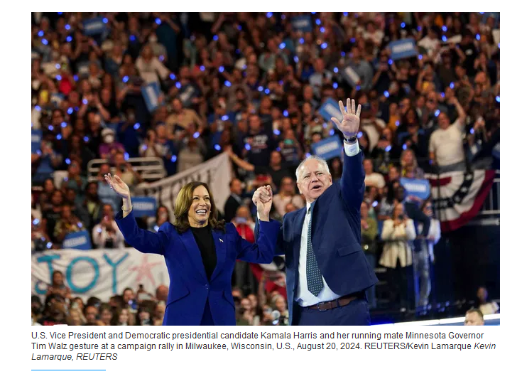 Vice-President Kamala Harris and Tim Walz